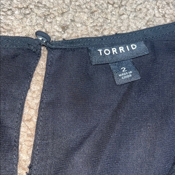 Torrid Sheer Stars Smocked Waist Crinkle Chiffon Sheer Puff Sleeve Black 2X - Picture 8 of 10